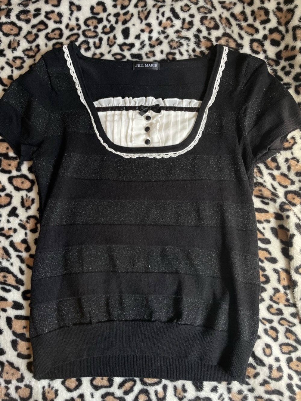 ♡ Jill Marie Milkmaid Black and White Top